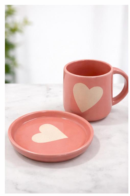 Coral Cup and Saucer Set