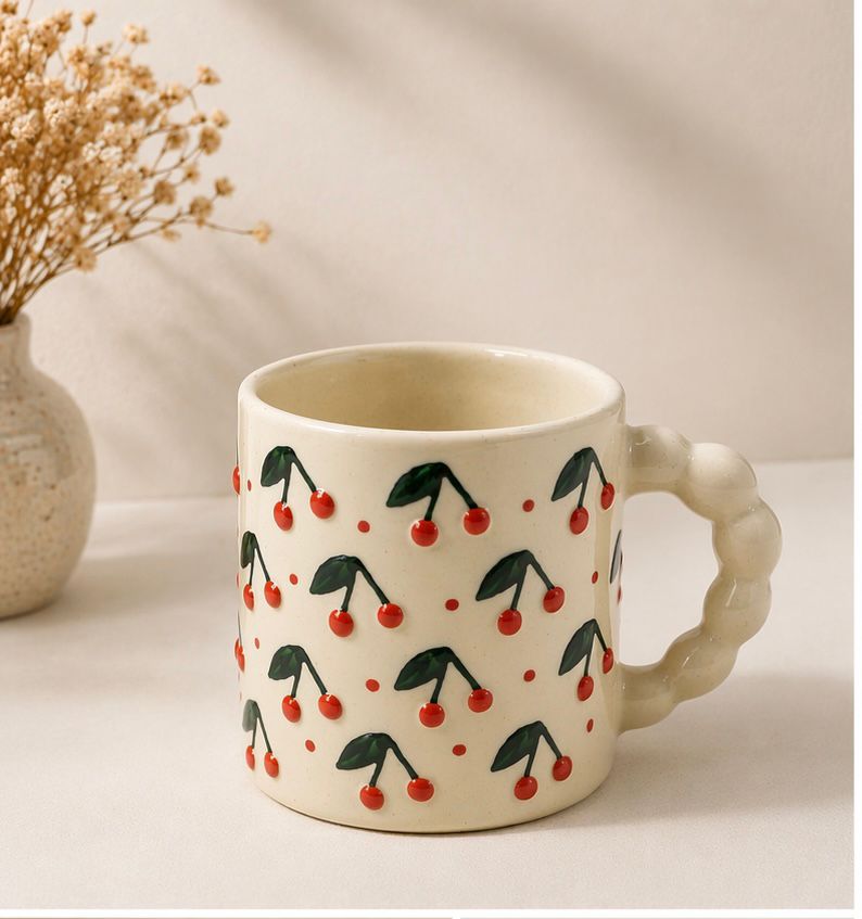 Cherry Latte Ceramic Cup