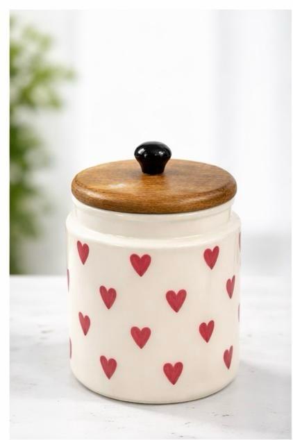 Heart Polka Dot Ceramic Jar