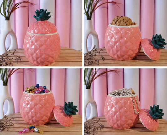 Pink Pineapple Ceramic Jar
