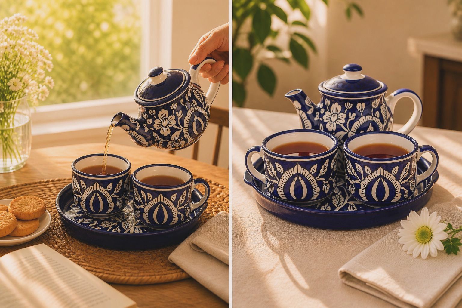 Blue Floral Ceramic Tea Set