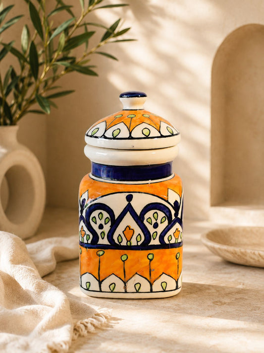 Blue Floral Ceramic Jar