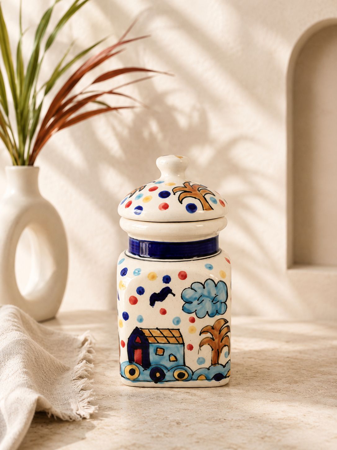 Multicolor Geometric Ceramic Jar