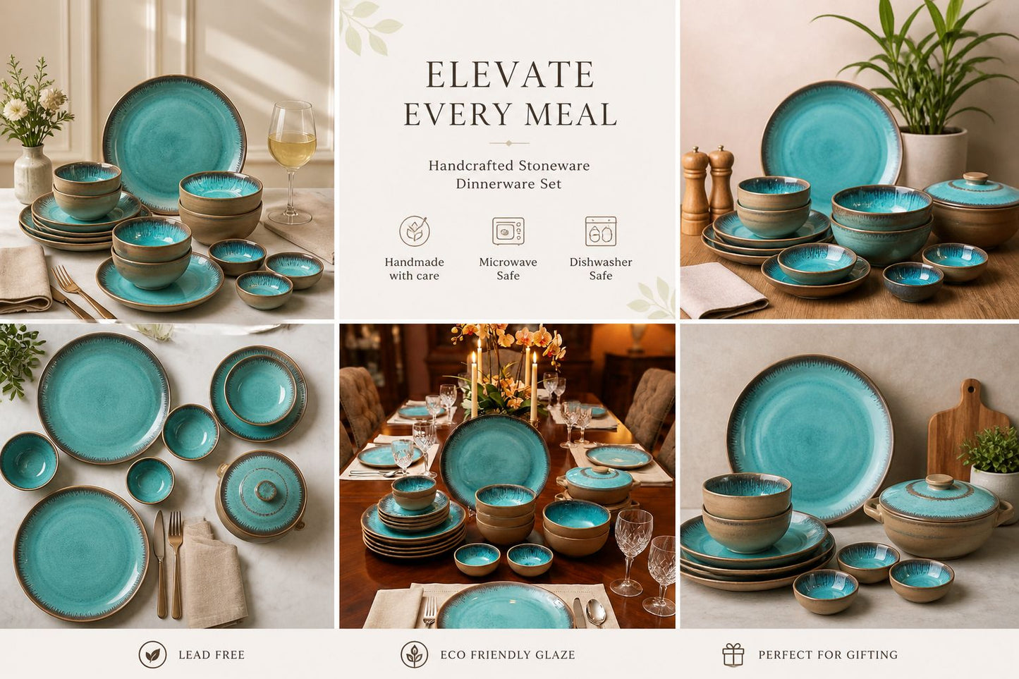 Teal Stoneware Dinnerware Set