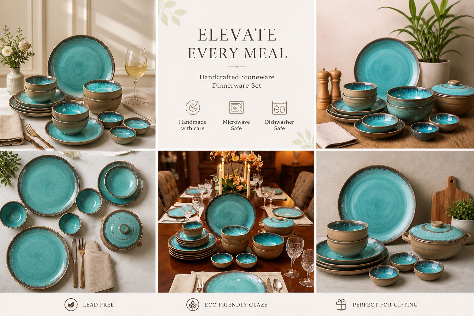 Teal Stoneware Dinnerware Set