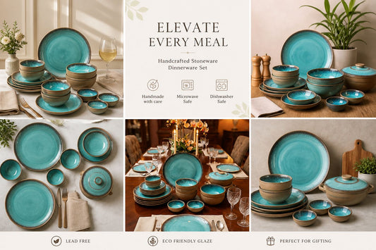 Teal Stoneware Dinnerware Set