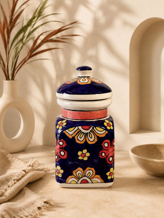 Navy and Yellow Floral Ceramic Surahi