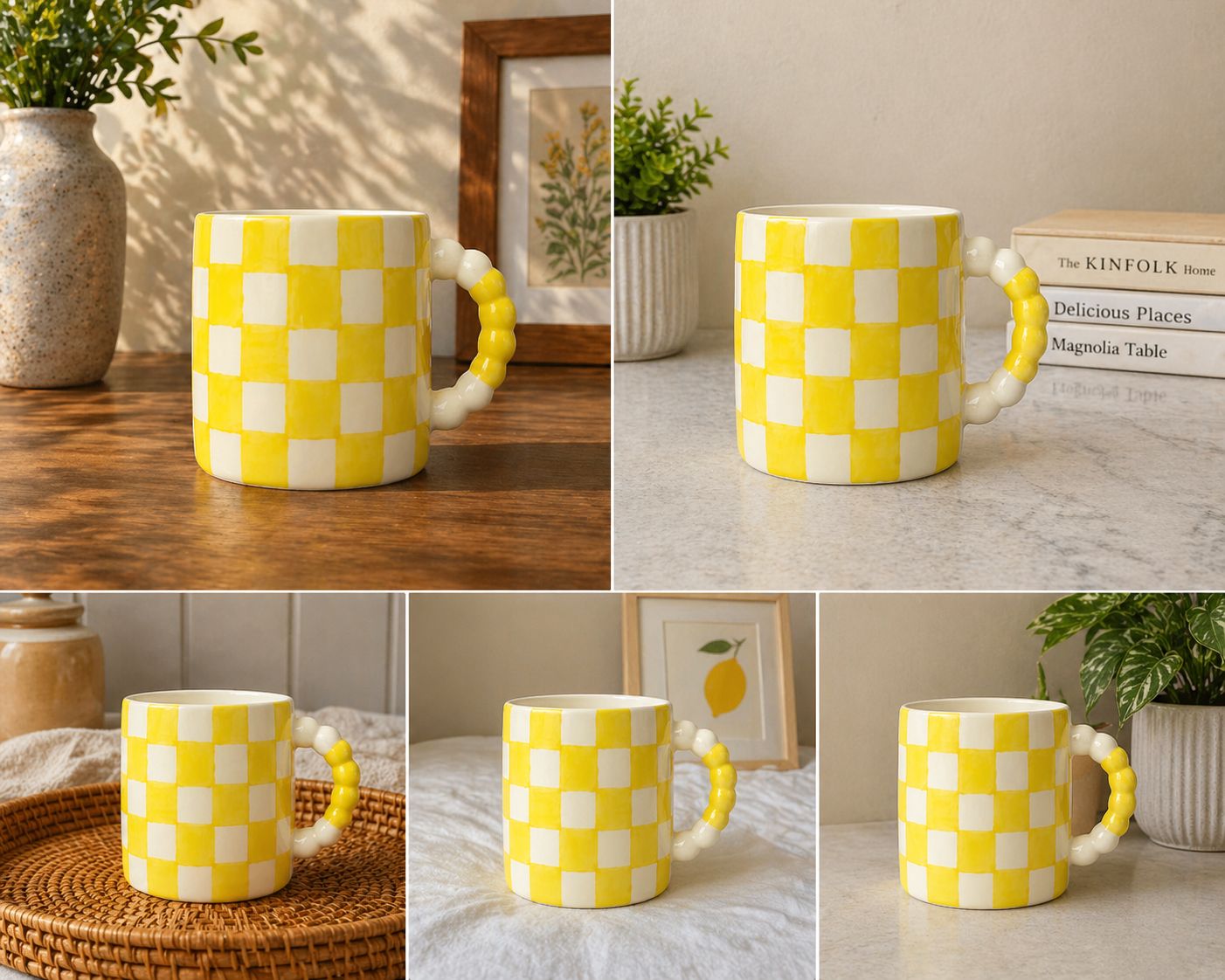 Yellow Checker Ceramic Mug