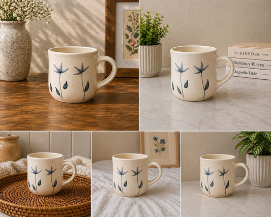 Blue Flower Ceramic Mug